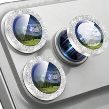 Bộ 3 miếng dán bảo vệ ống kính camera, tương thích với Apple 17/16/15/11/12/13/14, 15/11/12/13/14 Plus, ốp bảo vệ bằng kim loại, trong suốt độ nét cao. - Bạc - Xem 27