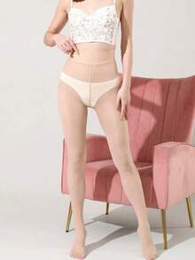 1pair High Density Shiny Ultra-Thin High Elasticity Pantyhose Suitable For Daily Wear, Cozy - 黑色 - 查看 2