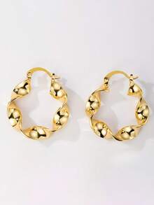 1 Pair Minimalist Twisted Hoop Earrings, Designed For Women, Suitable For Weddings, Engagements, Anniversary Parties, Valentine's Day Gifts - 1# - View 7