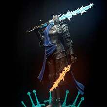 Elden Ring Dual Crescent Knight Action Figure, Metal Armor + Flowing Blue Cape, Game Scene Reproduction Model, Exquisite Face Sculpting And Detailed Depiction, Great Decorative Gift - Multicolor - View 6