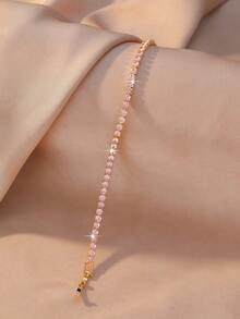 1 chiếc vòng tay tennis bằng thép không gỉ mạ vàng hồng, đính đá Cubic Zirconia màu hồng và trắng xen kẽ, khóa trượt điều chỉnh, thích hợp cho nữ giới trong các dịp cưới hỏi, phù dâu, dạ hội, sinh nhật, ngày Valentine, kỷ niệm, Giáng sinh, Ngày của Mẹ, Năm mới, lễ đính hôn, lễ tốt nghiệp. - Nhiều màu - Xem 11