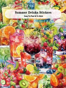 50pcs Summer Drinks Stickers For Luggage, Laptop, Scrapbook, Desktop, Room Storage Box, Decor DIY Transparent Stickers Scrapbook Supplies Scrapbooking - Summer Drinks - View 8