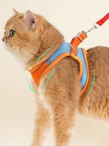 Reflective Vest-Style Dog Leash For Kittens, Small Dogs & Cats, Chest Harness Leash To Prevent Pulling, Escape-Proof For Small Pets - Multicolor - View 6