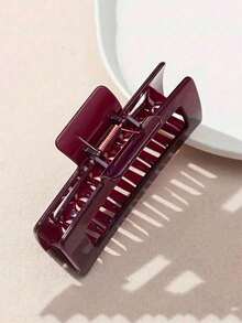 1pc Minimalist Classy Wine Red Glossy Square Hair Claw Clip Large Size For Hair Bun Headwear Hair Accessory Summer Hair Clips For Women School College Fall Winter Vacation Beach Holiday Essential DSOB - 多色 3 - 查看 2