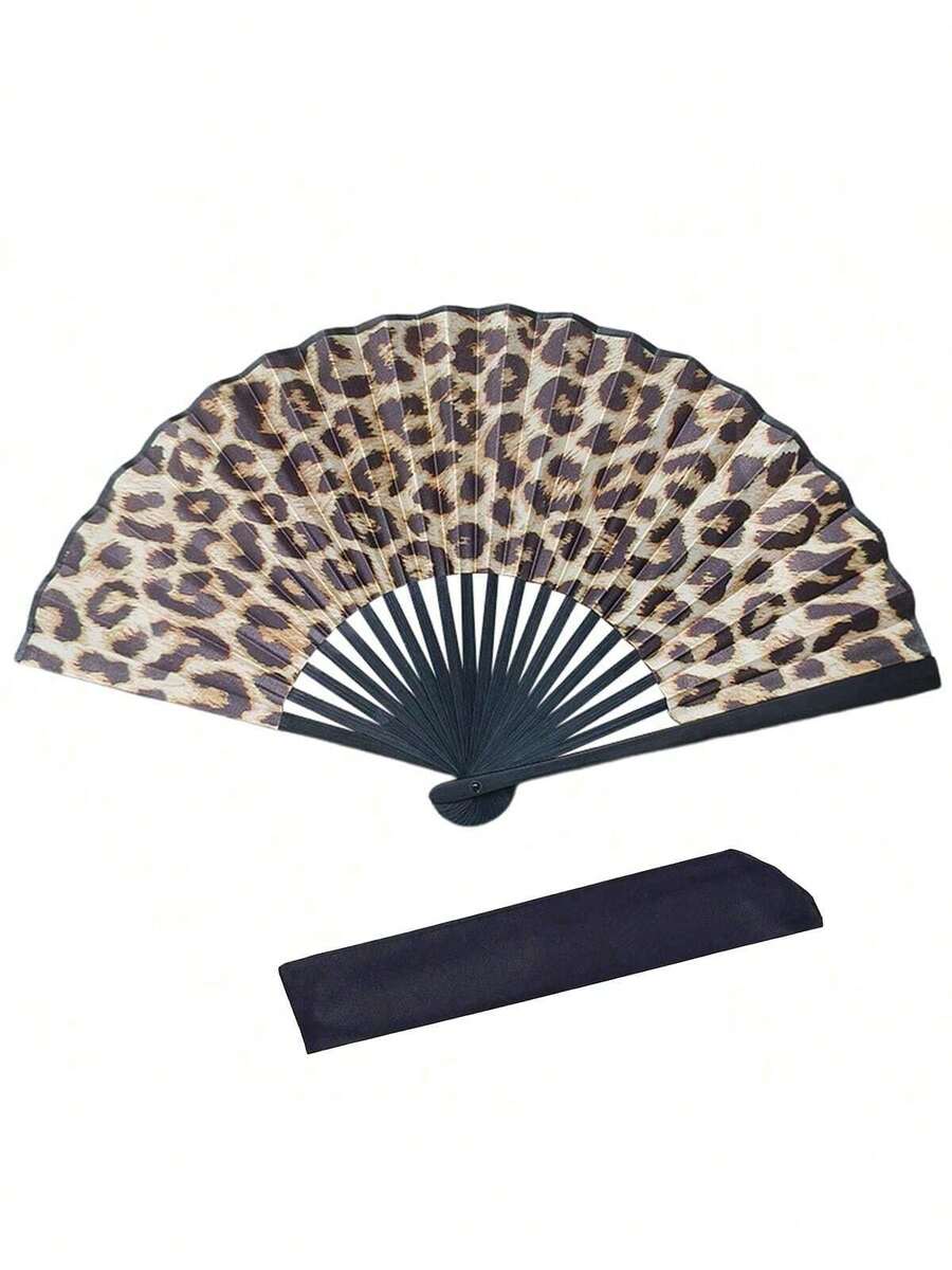 1 pieza Abanico plegable de bambú con estampado de leopardo, abanico de mano de bambú negro, abanico elegante de princesa, ligero y portátil para mujeres, superficie de tela con estampado de leopardo, adecuado para verano, viajes, playa, festivales, actividades al aire libre, bodas, vuelta al cole, fiestas de cumpleaños, etc. / Decoración interior / Boda / Decoración del hogar / Esencial para festivales / Decoración interior