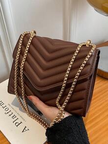 Chain Flap Square Bag QGQN - 棕色 - 查看 6