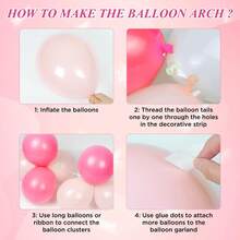 129pcs Bow Hot Pink Balloon Arch Kit, Hot Pink Light Pink Metallic Pink Balloon 18inch Clear Balloons Pink 260 Balloons For Pink Bow Coquette Birthday Decorations Babyshower Party Decorations - View 3