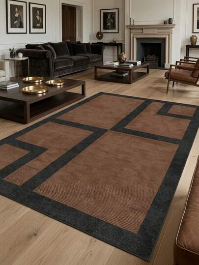 1pc Modern Minimalist Geometric Striped Soft Faux Wool Area Rug/Carpet/Bath Mat/Door Mat/Runner, Suitable For Bathroom, Kitchen, Entryway, Hallway, Bedside, Living Room, Bedroom, Machine Washable, Home Decor