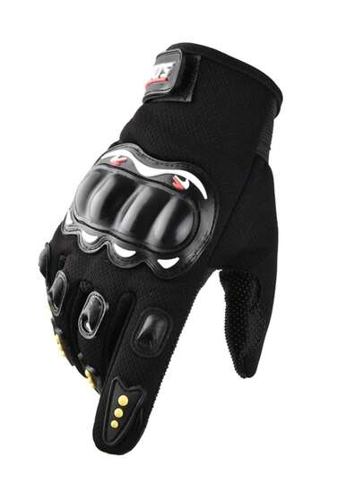 1 Pair Summer Motorcycle Gloves, Breathable Outdoor Sports Gloves, Motocross Riding Gloves, Touchscreen Street Bike Protective Gear, Unisex Black/Red/Blue Motorcycle Biker Full Finger Protective Gloves, Windproof Outdoor Sports