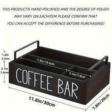 1/2 Estante de almacenamiento para estación de café, caja de almacenamiento de accesorios de barra de café de madera con cajones, caja de almacenamiento de cápsulas de café estilo granja con asa, adecuado para estante de almacenamiento de oficina en el hogar y mostrador de barra de café - Multicolor - Ver 8