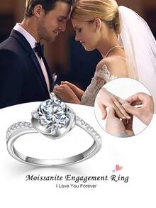 S925 Sterling Silver Moissanite Ring, Proposal, Anniversary, Valentine's Day Gift For Her, Lightweight Luxury Daily Wear - White - View 5