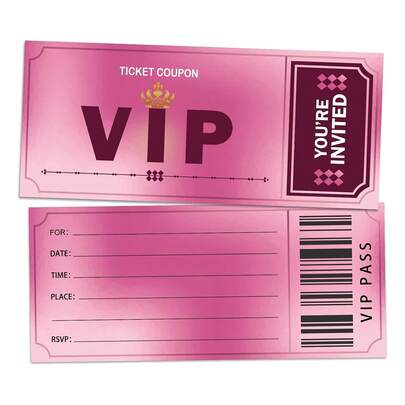 10/30 件粉色生日派对邀请函、电影 VIP 门票、派对邀请函、婴儿派对用品、装饰品以及青少年和成年男孩女孩生日庆祝活动用品