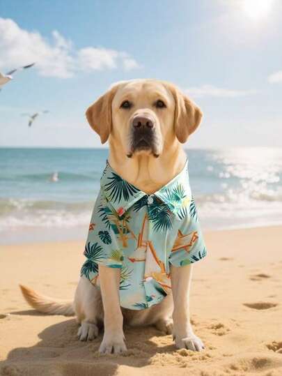 1 chiếc áo sơ mi ngắn tay kiểu Hawaii cho chó/mèo, họa tiết hoa nhiệt đới, thiết kế cổ bẻ cài nút phía trước thời trang, nhẹ, thoáng khí, thích hợp cho kỳ nghỉ xuân/hè; Kính râm mới cho thú cưng, gọng tròn đổi màu, kiểu dáng retro sáng tạo, phù hợp cho chó và mèo nhỏ/vừa chụp ảnh, sành điệu và ngộ nghĩnh.