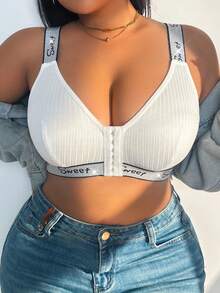 Silver Wire Seamless Front Closure Plus Size Bra For Women - White - View 7
