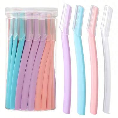 Bộ dụng cụ tỉa lông mày 4/12/24 món, dụng cụ tỉa lông mày an toàn, dụng cụ tỉa cán dài, dụng cụ tạo hình và tỉa lông mày, dụng cụ tẩy tế bào chết và triệt lông, dao cạo, dụng cụ tỉa lông mày chính xác, lưỡi dao cạo mặt và cổ.