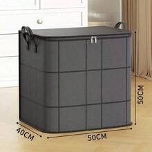 Black Foldable Wardrobe Storage Box, Stackable Large Capacity Storage Bin, Space-Saving Blanket Storage Box, Thick Moving Packing Bag, Foldable Clothes & Bedding Storage Bag With Dual Zippers And Handles, Suitable For Moving, Travel, Storage Basket And Under Bed - Grey - View 12