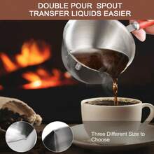 1pc Hot Oil Pot, Double Spout Drip Oil Small Pot, Thick With Markings, Kitchen Cookware, Suitable For Frying, Heating Milk, Baking, Coffee Making, Frying Eggs And Multi-Purpose Use - View 2