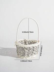 1pc Plastic Storage Basket, Creative Mini Two Tone Woven Design Storage Basket For Desk Decoration - View 16
