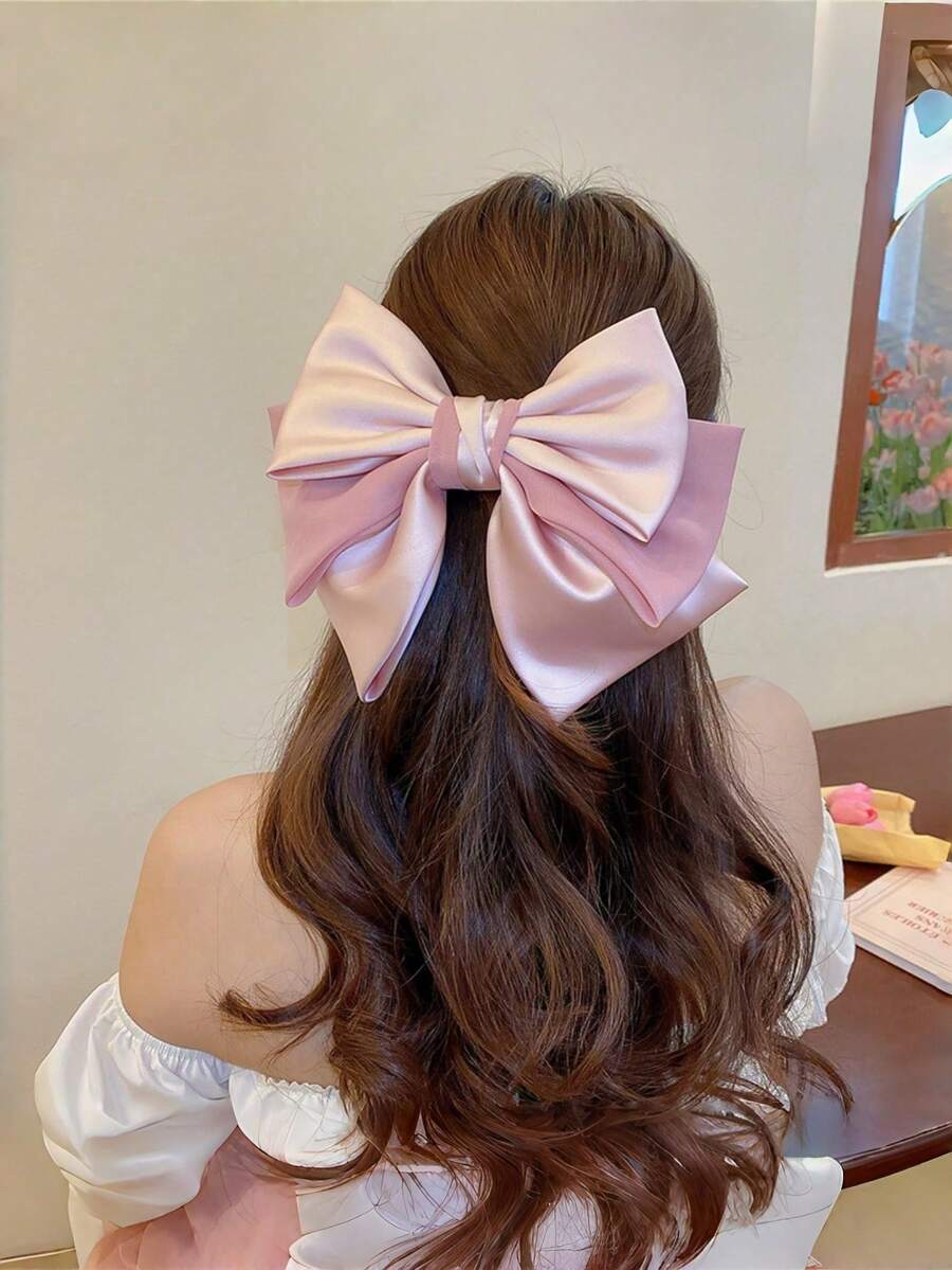 3/1pc Kẹp tóc nơ satin nhiều lớp, kẹp tóc công chúa cài sau đầu, kẹp tóc nơ ngọt ngào dễ thương thanh lịch, phù hợp cho cô dâu phù dâu đám cưới, du lịch nghỉ dưỡng bãi biển mùa hè, phụ kiện tóc nơ cho nữ và bé gái