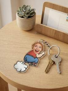 1pc Custom Funny Farting Man Acrylic Keychain,Custom Photo,Personalized Funny Farting Man Keychain Novelty Gift For Friends & Family,Funny Photo Keychain Unique Gag Gift For Birthday - Multicolor - View 4