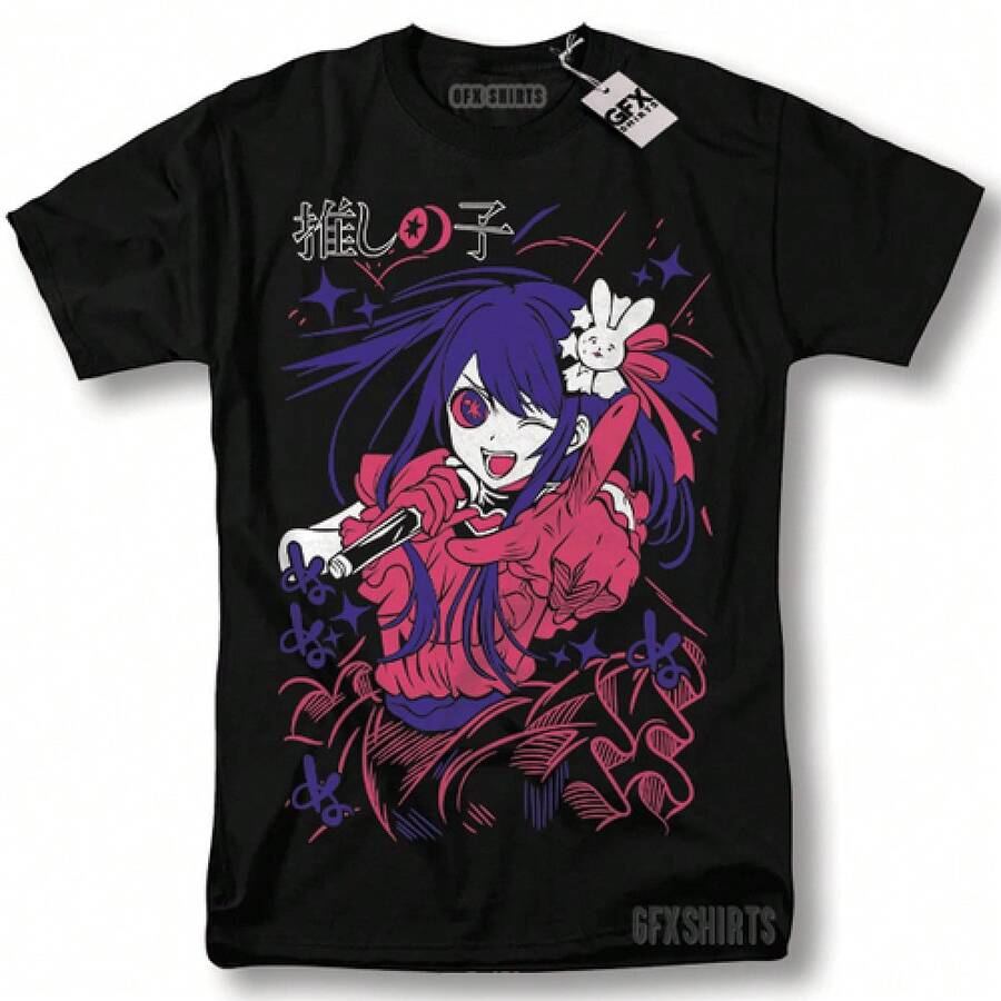 Oshi No Ko Ai Hoshino Shirt Girl Call Of The Night Anime Manga Graphic T-Shirt - 黑色 - 查看 1