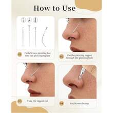 Bộ dụng cụ xỏ khuyên 7 món 14G 16G 18G 20G không ren, có ren trong và ngoài, dùng cho tai, mũi, môi, rốn, núm vú, lông mày, lưỡi. - Nhiều màu - Xem 4