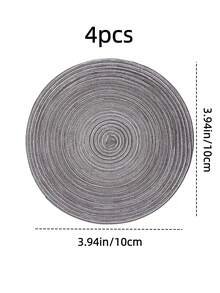 4 件/6 件/8 件/15 英寸圆形编织餐垫，可洗厨房餐桌垫，适合家庭聚会、婚礼和派对（黑灰色） - 深灰色 - 查看 19