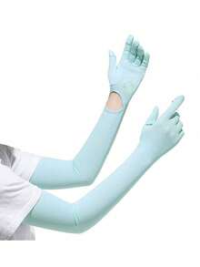 1 双夏季户外运动防紫外线冰丝袖套，男女通用透气袖套，适用于骑行、驾驶等运动，高弹纯色薄款登山袖套，带露指手套，时尚防晒袖套，适合旅行、节日等场合。 - 彩色 - 查看 14