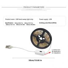 一套IP65防水1-5米手持式LED橱柜灯套件，非接触式开关控制，适用于厨房、车库、办公室、书桌等场所，橱柜下照明，暖白光/白光可选 - 彩色 - 查看 2