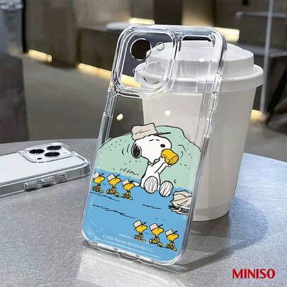 Miniso 名创优品史努比沙滩透明TPU手机壳，适用于iPhone 17/17 Pro/17 Pro Max/17 Air/16/15/14/13/12/11/X系列，iPhone 17 Pro Max手机壳，iPhone 17 Pro手机壳，iPhone 17手机壳，圣诞礼物，女朋友