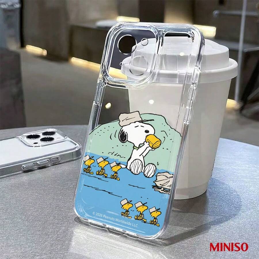 Miniso 名创优品史努比沙滩透明TPU手机壳，适用于iPhone 17/17 Pro/17 Pro Max/17 Air/16/15/14/13/12/11/X系列，iPhone 17 Pro Max手机壳，iPhone 17 Pro手机壳，iPhone 17手机壳，圣诞礼物，女朋友 - 無色 - 查看 1