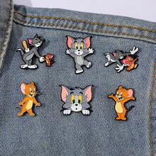 Bộ 1/6 ghim cài áo hình Tom và Jerry hoạt hình hài kinh điển của Warner Bros, huy hiệu kim loại tráng men, phụ kiện trang sức, quần áo, ba lô, quà tặng. - Nhiều màu - Xem 2