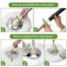 1 Set,  Household Spin Mop And Bucket Set With 3 Mop Heads, Household Rotating Floor Mop, Hands-Free Wash Mop, Dust Removal Mop, Dry And Wet Use, Perfect For Home, Kitchen, Bathroom Floor, Cleaning Supplies, Cleaning Tool - A - 查看 2