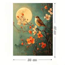 Framed 1 pieza, con marco, , cuadro de pintura al óleo inspirado en la noche de la cigüeña sobre una rama iluminada por la luna, arte botánico floral de la luna y la cigüeña - 3G5232G1837 - Enmarcado - Ver 7