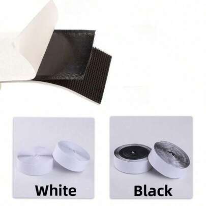 1 cuộn vải nhung 200cm/78inch + móc 200cm/78inch, rộng 4cm/1.56inch, màu trắng/đen, độ bám dính cao, thích hợp để cố định rèm cửa, đồ nội thất, thảm, bọc ghế, ga trải giường, hai mặt, có thể tái sử dụng.