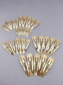 30pcs Gold Metal Water Drop Shaped DIY BB Clips, Minimalist Style Casual Hair Clips, Hair Accessories, School Supplies - Gold - View 13