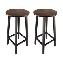 Set Of 2 Wooden Bar Stools Comfortable Warm Premium Quality Kitchen Home Décor - 棕色 - 查看 1