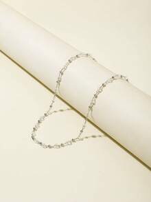 imoli 1pc Alloy Pearl Chain Necklace, Korean Style, Gift For Her (Handmade Chain Cut To Size, Varying Pearl Quantity) - 22917-nek-s-2-eP - View 5