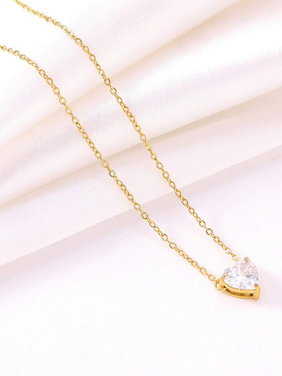 1 chiếc vòng cổ bằng thép không gỉ hình giọt nước nàng tiên cá mới, mặt dây chuyền hình trái tim và quả đào, vòng cổ thời trang.
