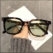 Kính râm vuông gọng đồi mồi kiểu cổ điển với tròng kính màu xanh lá cây. - Màu nâu Sô-cô-la - Xem 3