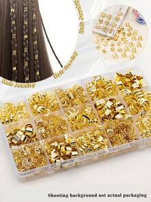 80pcs Gold Hair Accessories, Multi-Style Hair Ties, Clips, Beads Suitable For Women & Girls Braids, Buns, Curls - Gold - View 6