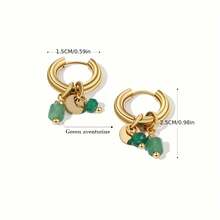 1 Pair Of Elegant Green Charm Hoop Earrings, Women's Waterproof Fashion Jewelry, Suitable For Daily And Holiday Wear, Novel Earrings - 粉色 - 查看 6