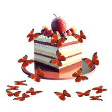 38pcs/114pcs Paper Butterfly Cake Decorations For Wedding Holiday Birthday Party Dessert Multicolor Insertable 38pcs Pack - Orange - View 5
