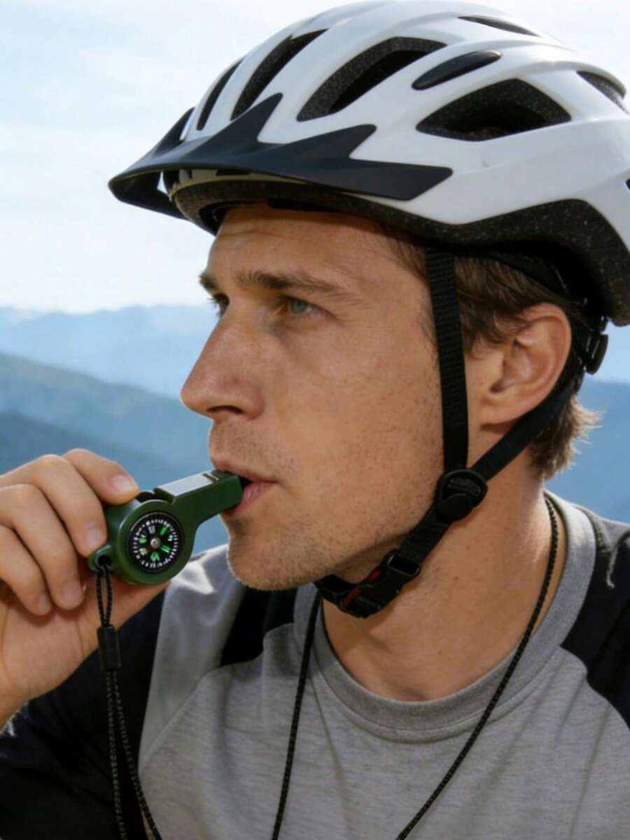 1pc Outdoor Sports Emergency Whistle, 2-In-1 Emergency Whistle With Compass, Multifunctional Survival Whistle With Strong Buoyancy And High Volume, Suitable For Sailing, Swimming, Canoeing, Water Rescue, Hiking, Camping And Other Outdoor Activities