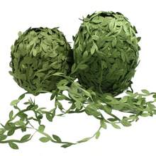 DIY Simulated Green Vines, Silk Willow Leaf Wreath Decorations, Materials And Supplies For Making Handmade Green Plant Wreaths. - Dây leo màu xanh lá cây, 5 mét/cuộn - Xem 2