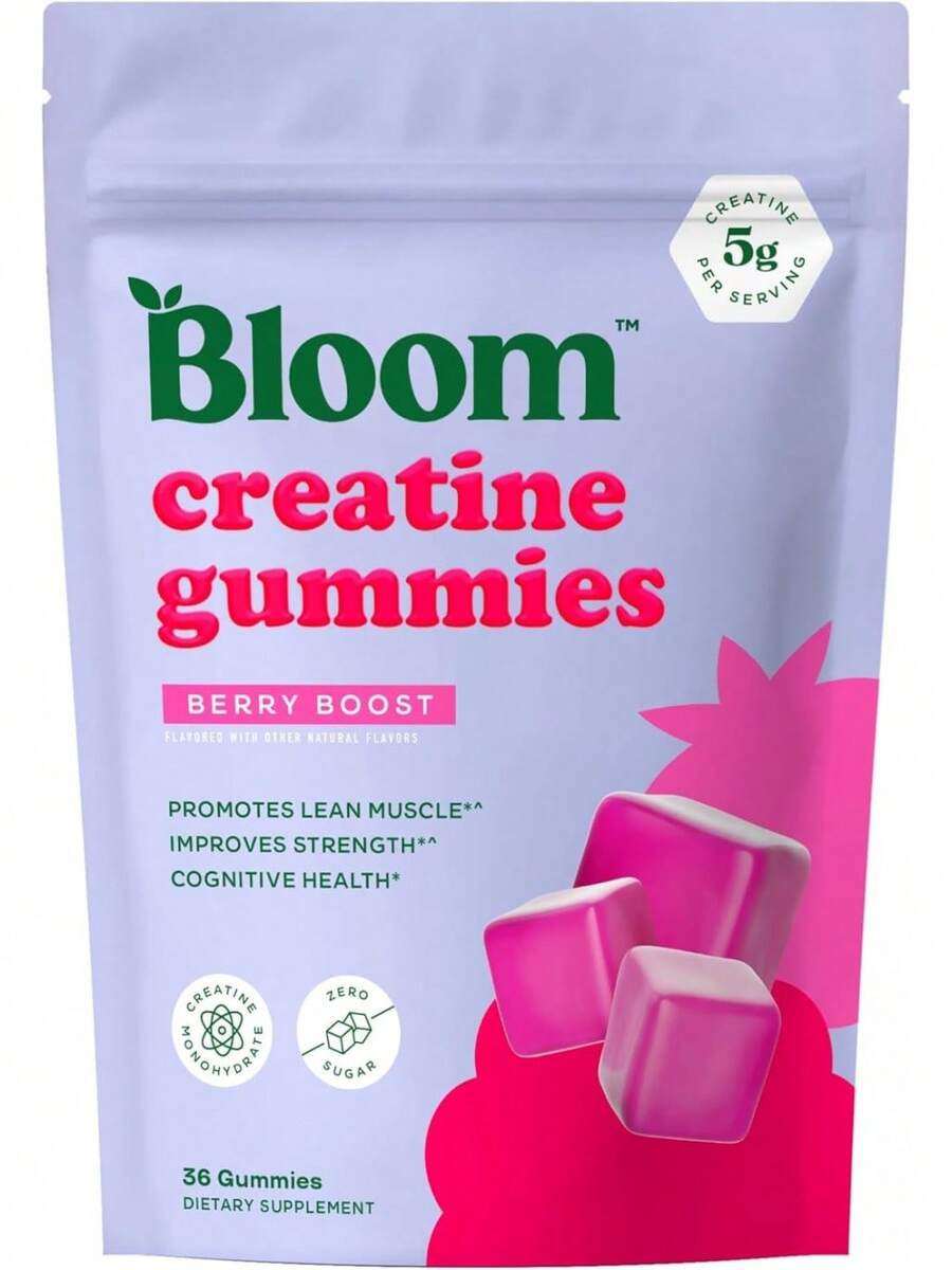 Bloom Creatine Monohydrate Gummies, 5g Per Serving, Sugar Free Creatine Gummy For Workout, Strength, Cognitive Health & Lean Muscle Support, Gluten Free & Non GMO, Berry Boost, 36 Gummies, 12 SVG - 樹果強化 - 查看 1