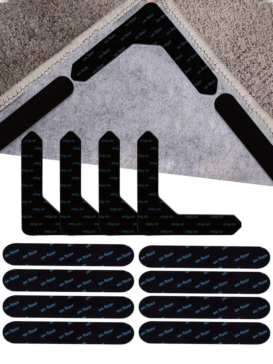 4/8/12/24pcs Non-Slip Carpet Pad Set - Double-Sided Self-Adhesive Washable Carpet Pad Suitable For Solid Wood Floors Bedroom Indoor Use - View 1