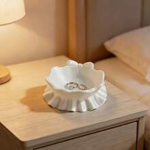 1 khay đựng trang sức in 3D hình nơ xếp ly, khay nhựa màu trắng dùng để trang trí nhà cửa, bàn làm việc, văn phòng, tiệc theo chủ đề, quà tặng Giáng sinh, Lễ Tạ ơn, Ngày lễ tình nhân, Lễ Phục sinh, ngày lễ và sinh nhật. - trắng - Xem 4