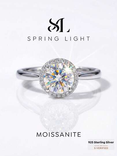1 Stück 1-3 Karat runder brillanter Schnitt D Farbe Moissanit Diamant Solitär Ring, charmanter romantischer Brautschmuck, Jahrestags-Geschenk für Frauen