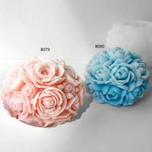 花球造型蜡烛硅胶模具，手工皂，DIY蜡烛制作工具 - 白色 - 查看 1